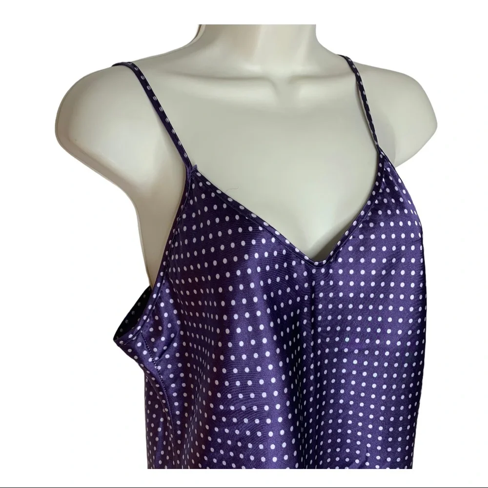 Vintage Bay 6 NY purple polka dot nightgown M - Picture 4 of 15